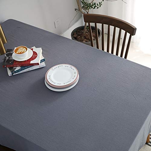 Nappe en coton gris 130x200 cm imperméable et antitache pour table - 5
