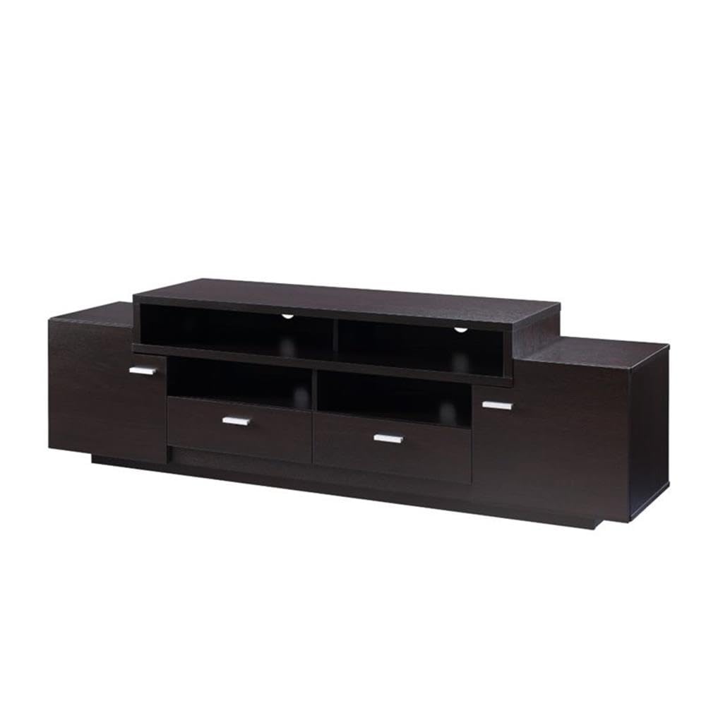 Furniture of America Braswell Wood Multi-Storage 72-Inch TV Stand in Cappuccino