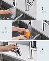 FORIOUS Wasserhahn Küche, Küchenarmatur Ausziehbar, Zwei Sprühfunktione, 360° Schwenkbar Edelstahl, Einhebelmischer für Kalt und Warmwasser Mischbatterie Armatur, Polierter Chrom, Sehr Hoch (437mm) – Ansicht 4