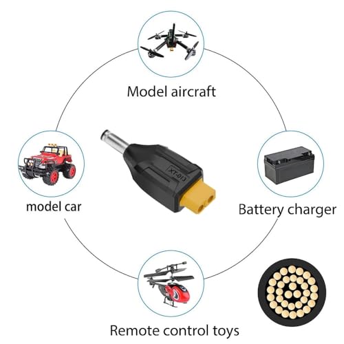 CY Adaptador XT60 feminino SC100 para conector DC 5,5 x 2,1 mm macho, adaptador de carregamento rápi