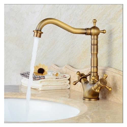 Robinet de lavabo pivotant à 360° et double commande chaude froide