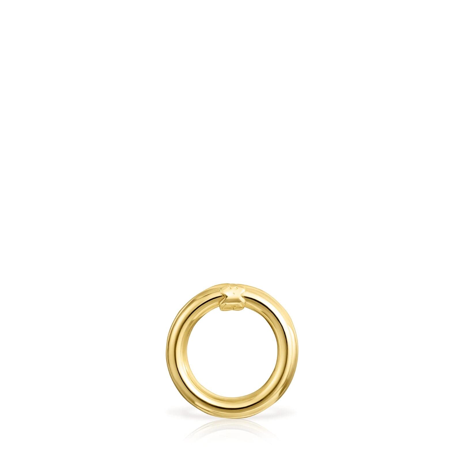 TOUS Colgante Anilla con Baño de Oro 18Kt sobre Plata con Motivo de Oso 16mm Elegante y Combinable, Colección Hold