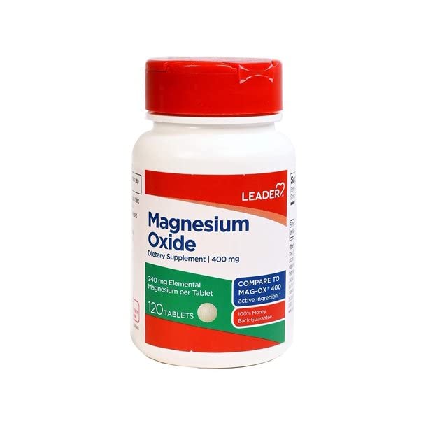 LEADER Magnesium Oxide Dietary Supplement 400MG 120 Tablets
