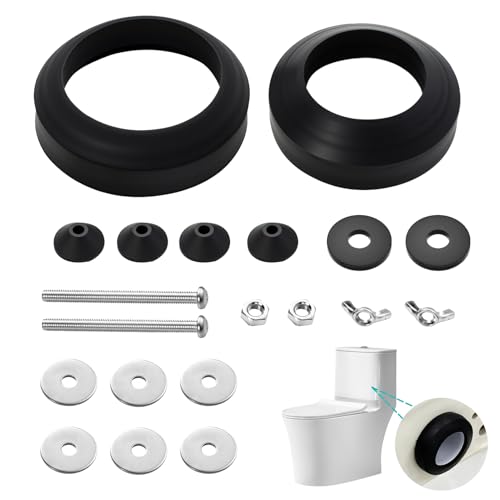 Universal Toilet Cistern Repair Kit Toilet Cistern Seal Kit 100mm M6 Bolts Kit + 2 Kind Rubber Washer Gasket Sealing Rings Tank to Bowl Rubber Gasket Fits 2'' 3'' Toilets Flush Valve Tank Coupling Kit