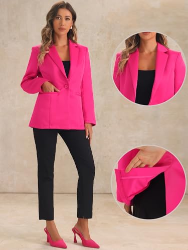 Allegra K Casual Blazers for Women's Long Sleeve Lapel Open Front Button with Pockets Work Blazer Jackets2