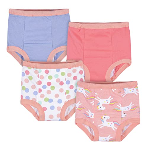 Gerber OP220311DC Baby Girls Infant Toddler 4 Pack Potty Training Pants Underwear Unicorn Pink And Purple 3T cover