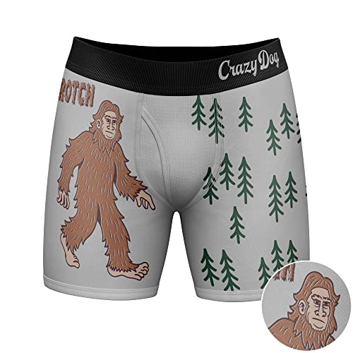Crazy Dog T-Shirts 022SASCROTCHBOX-L Mens Sascrotch Boxer Briefs Funny Saying Big Foot Joke Graphic Novelty Underwear thumb #1