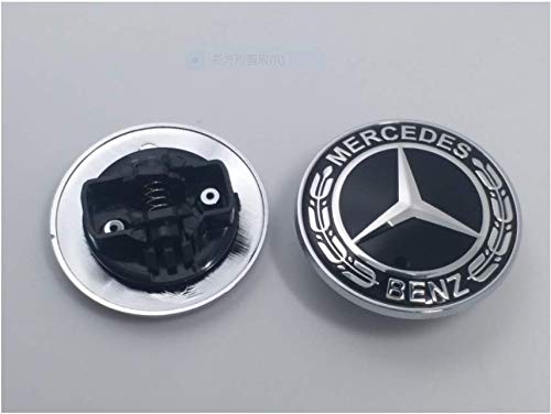 Guzetop Flat Hood Emblem Ornament Logo Black 57MM for Mercedes Benz C E SL Class