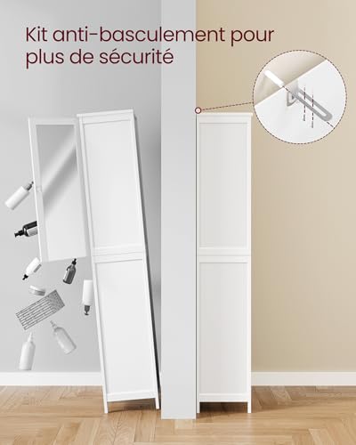 Armoire salle de bain miroir plein pied 160 cm VASAGLE