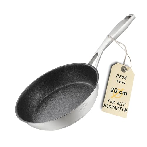 SILBERTHAL Bratpfanne Induktion 20 cm - Beschichtete Pfanne - Edelstahl - Für alle Herdarten und Ofenfest