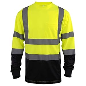 L&M Hi Vis Safety T Shirt Class 3 Reflective Black Bottom Short Long Sleeve High Visibility
