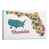 BPQN Poster mit einfacher Karte, Nordamerika, USA, Florida, 