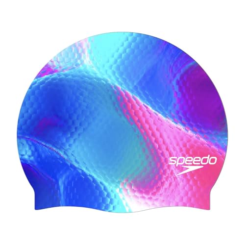 Speedo Unisex Adult Printed Silicone Swim Cap - Techno Snake Deep Sapphire, One Size by Speedo - Used condition - CA$19.00