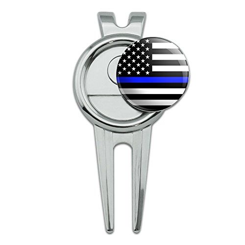 Graphics & More Thin Blue Line American Flag Golf Divot Repair Tool And Ball Marker #TOP1