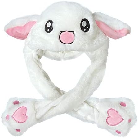 Focupaja Rabbit Hat with Moving Ears Funny Plush Bunny Hat Animal Hat With Moving Ears Gift Bunny Hat for Women Teenager