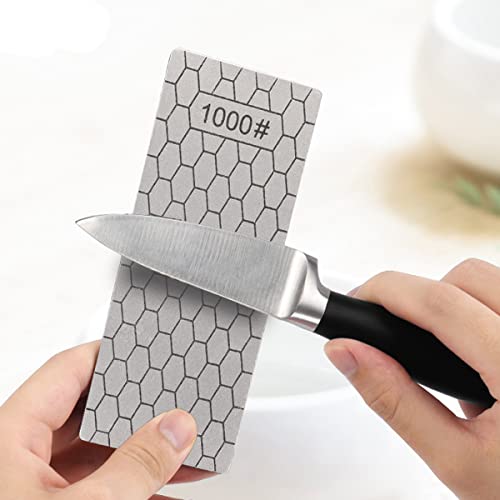 Diamond Sharpening Stone, Knife Sharpener Stone Whetstone Honeycomb Surface Plate With Non-Slip Base For Pocket Knives Scissors (320/400/600/1000/1500/2000/3000 Grit，With Angle Guide And Leather) #TOP3