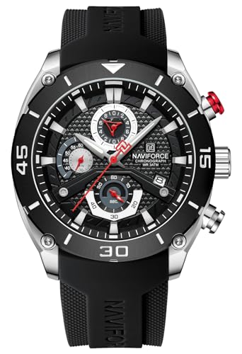 NAVIFORCE Reloj cronógrafo para hombre, resistente al agua, correa de silicona suave, deportivo, de cuarzo, con fecha automática, Sbb, Correa