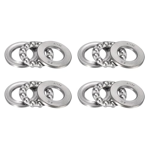 Image of HiPicco Thrust Ball Bearings, 4pcs 51104 Plane Axial Ball Bearing 3-in-1, 20mm x 35mm x 10mm Chrome Steel ABEC3 Single Row Roller