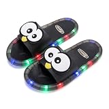 BitXanvior Light Up Slippers For Women's & Adults – Motion Sensor LED Slides With Cartoon Eyes, Non-Slip Sole, Indoor Outdoor Use, Pink Comfort Sandals For Teens Women Men(Black,8.5)