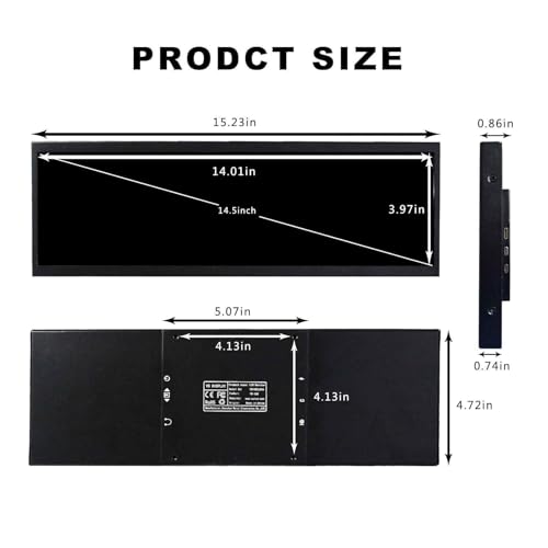 Vsdisplay 14.5'' 14.5 Inch 2560X720 2K Ips Lcd Monitor Stretched Bar Display For Computer Pc Case Gpu Cpu Secondary Screen Monitor,Supports Usb-C Mini Hd-Mi Video Input thumb #4