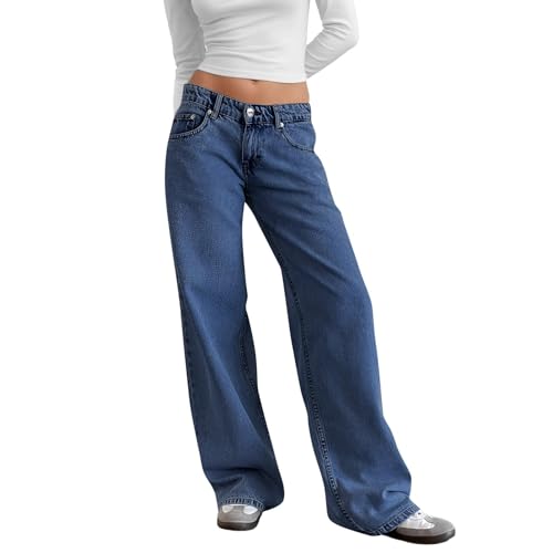 Pantalon baggy taille basse jean large Y2K femme stretch confortable