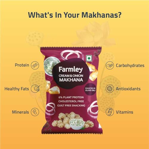 Image of Farmley Cream & Onion Makhana | Roasted In Olive Oil | 51g