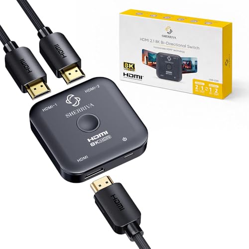 SHERRIVA 10K 8K HDMI Switch 2 in 1 Out Bi-Directional HDMI Switcher