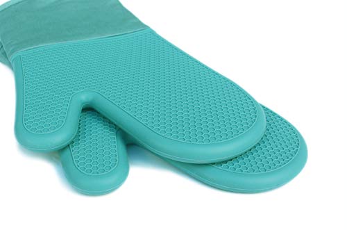 Honla Silicone Oven Mitts,Heat Resistant To 500 F,1 Pair Of Non Slip Kitchen Oven Gloves For Cooking,Baking,Grilling,Barbecue Potholders,Teal #TOP3