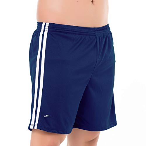 Short masculino plus size com listas na lateral e sunga (cueca) interna tamanhos grandes (Azul Marin