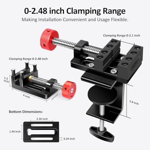 Image of ArtyMaster Mini Drill Press Vise with Rubber Soft Jaws, 0-2.48 inch Clamping Range Mini Vice Clamp for Crafts, Jewelry Making, Modeling and Repairs, Precision Aluminum Small Vise for Small Projects