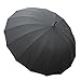 Becko Manual Open & Close Umbrella Long Umbrella with 24 Ribs, Durable and Strong Enough for the Wind and Rain, Easy to Carry on Your Back By Its Own Bag (Black)