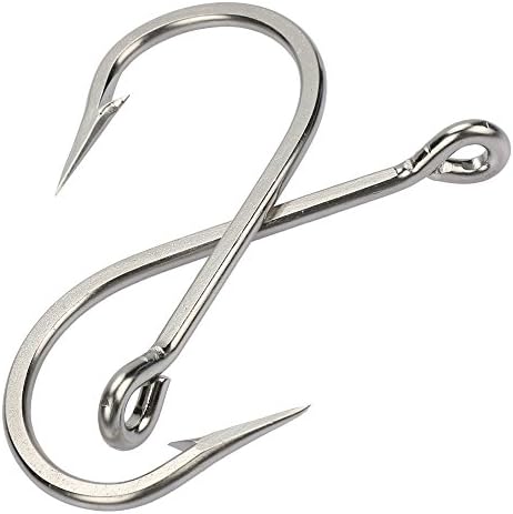 Fishing Saltwater Large Giant Shark and Alligator Hooks Extra Strong Stainless Steel Big Game Fishing Sharp Tuna Catfish Hooks 16/0 2pcs