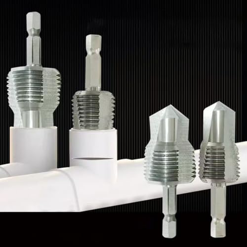 Punta per trapano filettata a tre lame 3 in 1, strumento di espansione per foratura per riparazione tubi PPR, compatibile con esagonale a 4 punti e 6 punti P (20 mm + 25 mm)