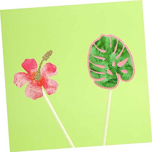 PRETYZOOM 3 Pecas decoração casa decoracao para casa decoração de bolo picaretas de cupcake tropical