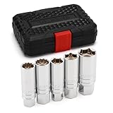 EMENTOL 5PCS 3/8' Drive Magnetic Spark Plug Socket Set, CR-V, Includes 14mm, 16mm Thin Wall Sockets and 9/16', 5/8', 13/16'