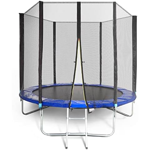 Kayman 8ft Deluxe Trampoline - Outdoor Bounce Mat with Safety Netting Enclosure & Ladder | Suitable Garden Toy for Kids 6+ Years Old (and Adults)| Perfect for Exercise & Play | Anchor Kit Included Cover