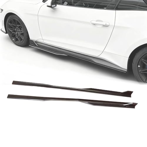 Side Skirts Compatible with Ford Mustang 2024-2026,GT500 Style Side Skirts Rocker Panel Extension (Gloss Black)