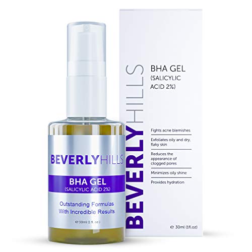 Beverly Hills BHA Gel 2% Salicylic Acid as Facial Exfoliator & Acne Treatment | BHA Exfoliant with Hyaluronic Acid for Skin Hydration, Blackheads & Deep Cleaning of Pores, 30mL (60 days supply)