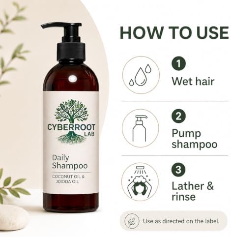 Aurova Cyberroot Lab Shampoo, Hair Shampoo with Coconut Oil and Jojoba Oil, Gentle Cleansing Formula for Hair Care — view 4
