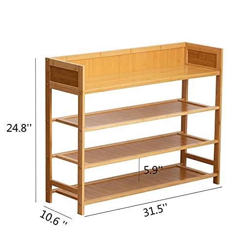 SOBIBO Bamboo Shoe Rack for Closet, 4-Tier Shoe Organizer, Natural, 31.5'' by SOBIBO - Used condition - Image 3