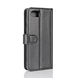BlackBerry Keyone Hülle, HualuBro [All Around Schutz] Echt Leder Wallet Tasche Handy Schutzhülle Case Flip Cover mit Karten Slot für BlackBerry Keyone Smartphone (Schwarz) - 3