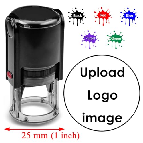 Zaztify Custom Logo Stamp, Personalized Image Self Inking Stamper, 2.5 cm Customized Business Logo Text Stamps, 5 Ink Color Options