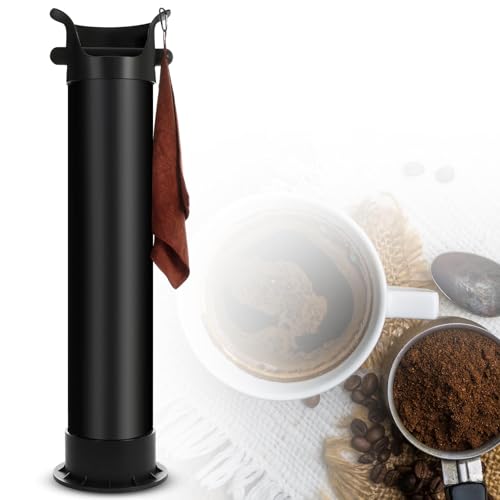 Havawish 1 Set Large 17L Knock Box for Espresso Grounds Espresso Coffee Shop Kitchen Tool Coffee Grind Collection Dump Bin Commercial Floor Standing Knock Box with 25 Garbage Bags and Towel, Black