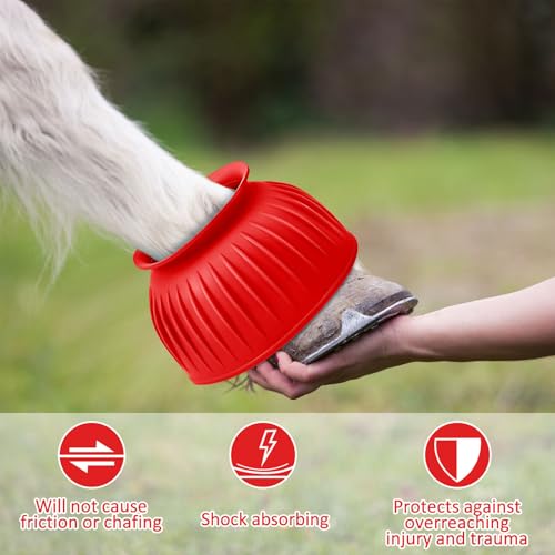 Image of Abbylike Bell Boots for Horses 1 Pair /2 Pair Available, Protect Against Hoof Impact Trauma, Rubber Bell Boots Horse Care for Turnout, No Rub Design Wrap Hook and Loop