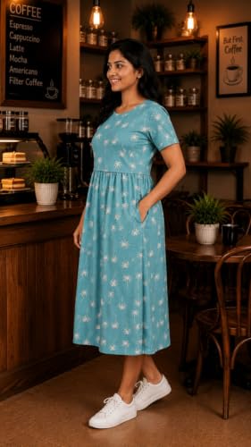 Image of Maternity Feeding Maxi Dress with Pockets, Green Butterfly Print, Zipless Long Pregnancy Gown, Pre & Post Maternity Wear Ankle Length