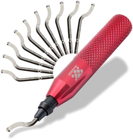 AFA Tooling Deburring Tool Kit with 11 - HRC67 - BS1018 Blades | for Hardest of Materials Like Stainless Steel | Deburr Plumbing Pipes, 3D Printed Plastics, Resin Art, and Metal Work…