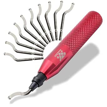 AFA Tooling Deburring Tool Kit with 11 - HRC67 - BS1018 Blades | for Hardest of Materials Like Stainless Steel | Deburr Plumbing Pipes, 3D Printed Plastics, Resin Art, and Metal Work…