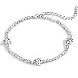 Mothers Day Heart Tennis Bracelet,Elegant Square Shiny Crystal Cubic Zirconia Adjustable Shiny Brace