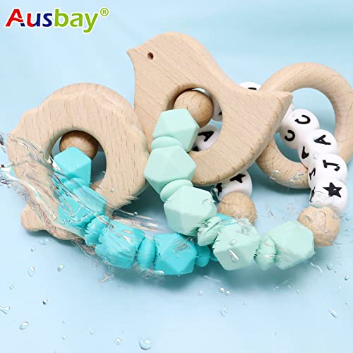 Personalized Teether With Name, Customizable Handmade Teethers With Wooden Rings (Lilac) #TOP4