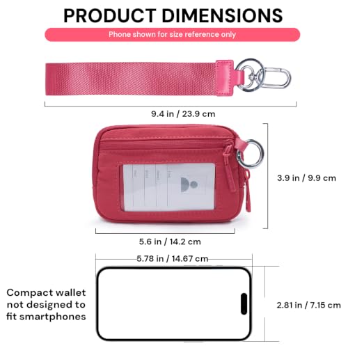 Image of Wristlet Wallet for Women with Clear ID Window, Zip Coin Purse and Keychain | 3 Card Slots, Exterior Zip Pocket, Inner Mesh Pouch, Lipstick Holder, Detachable Wrist Strap, Lightweight Nylon